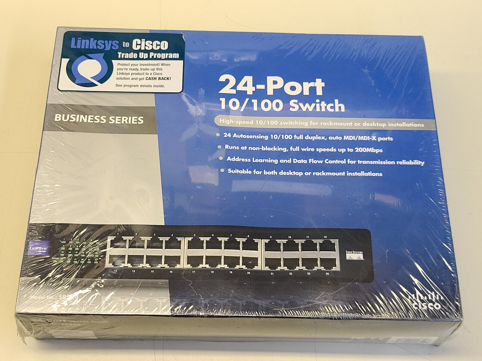 NEW SEALED Cisco/Linksys Business Series SR224 24-Ports 10/100Mbps Switch