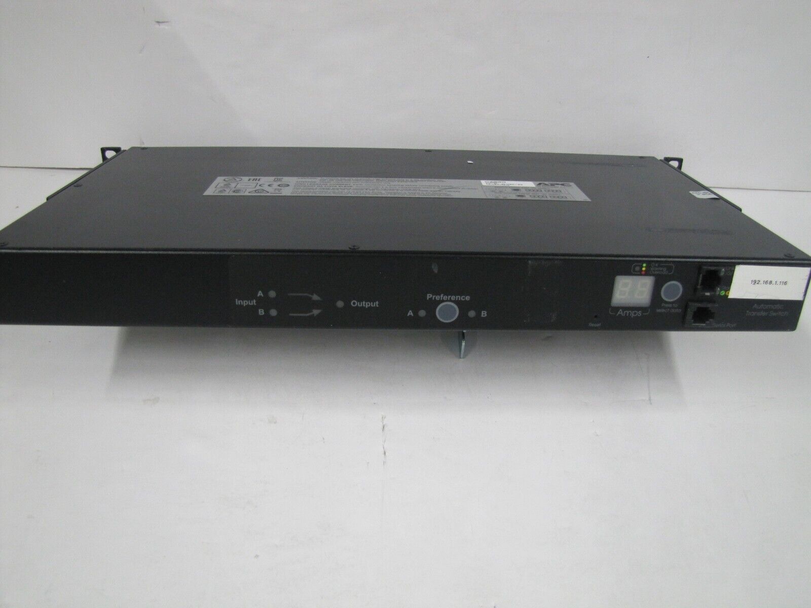 APC AP7723 Automatic Transfer Switch includes Rack Mount Ears, Tested - Working