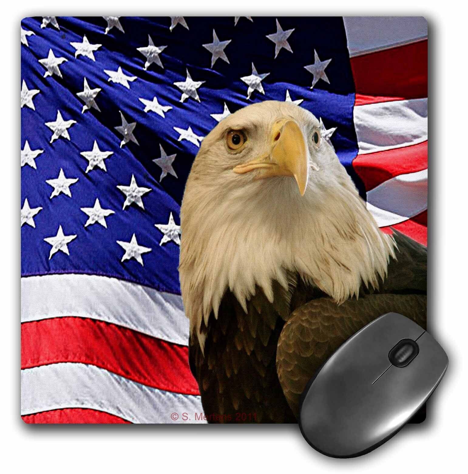3dRose Bald Eagle and American Flag MousePad