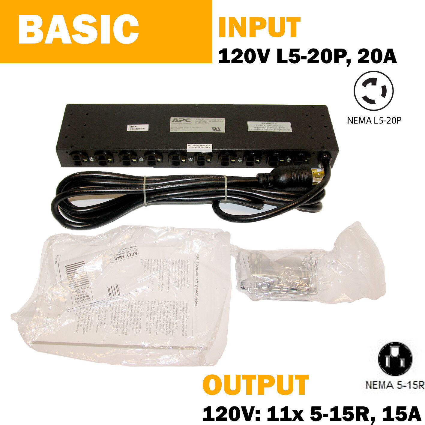 APC AP9550 Rack PDU Basic 1U 20A 120V L5-20P (11)5-15