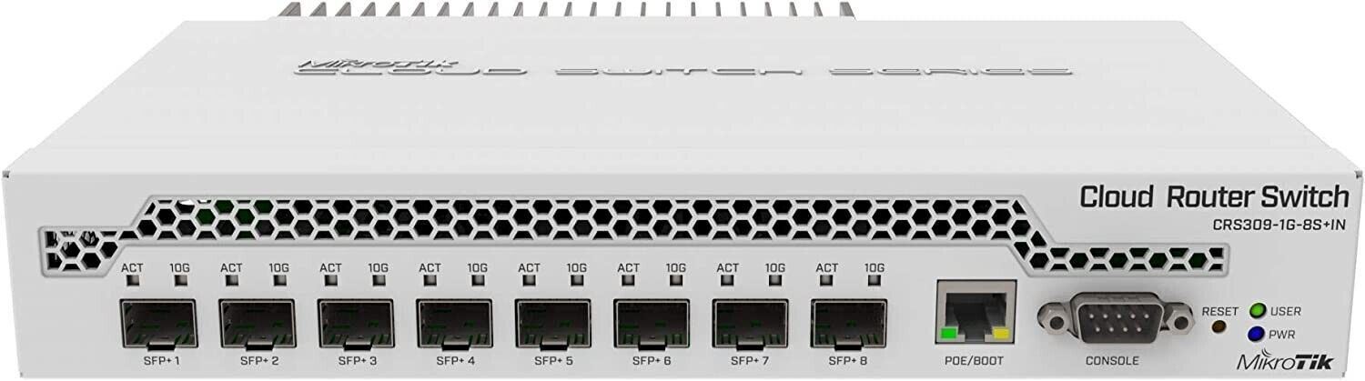 MikroTik CRS309-1G-8S+IN 9 Port Desktop Switch 1 Gigabit Ethernet 8 SFP+ 10Gbps