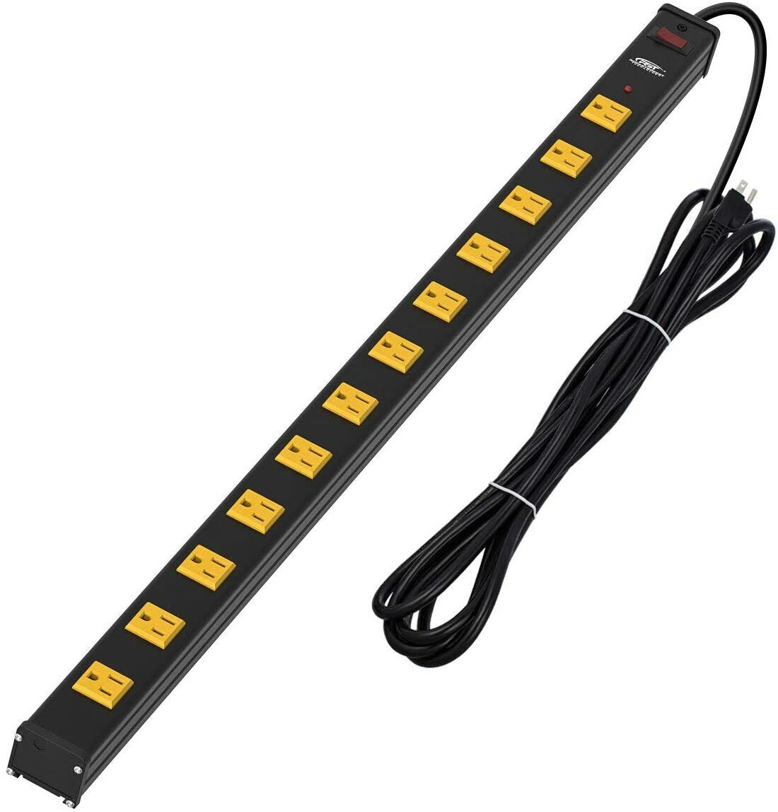 12 Outlets 1875W Power Strip Surge Protector 15FT Power Cord 1800 Joules