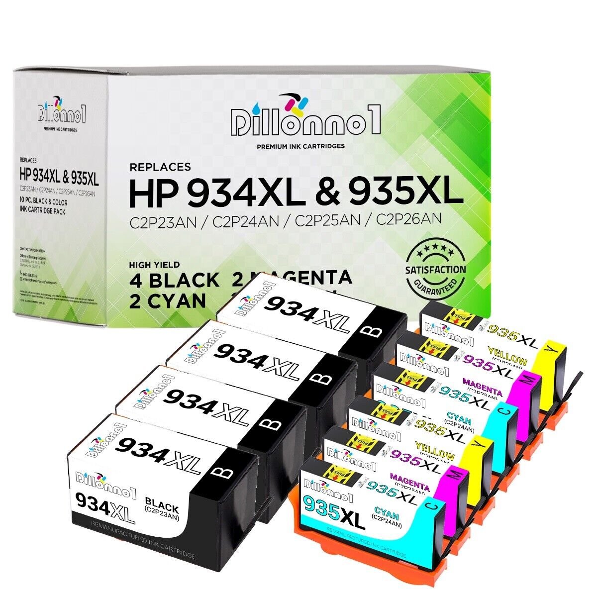 10 Pack HP #934XL #935XL Ink Cartridges fits HP Officejet 6812 6815