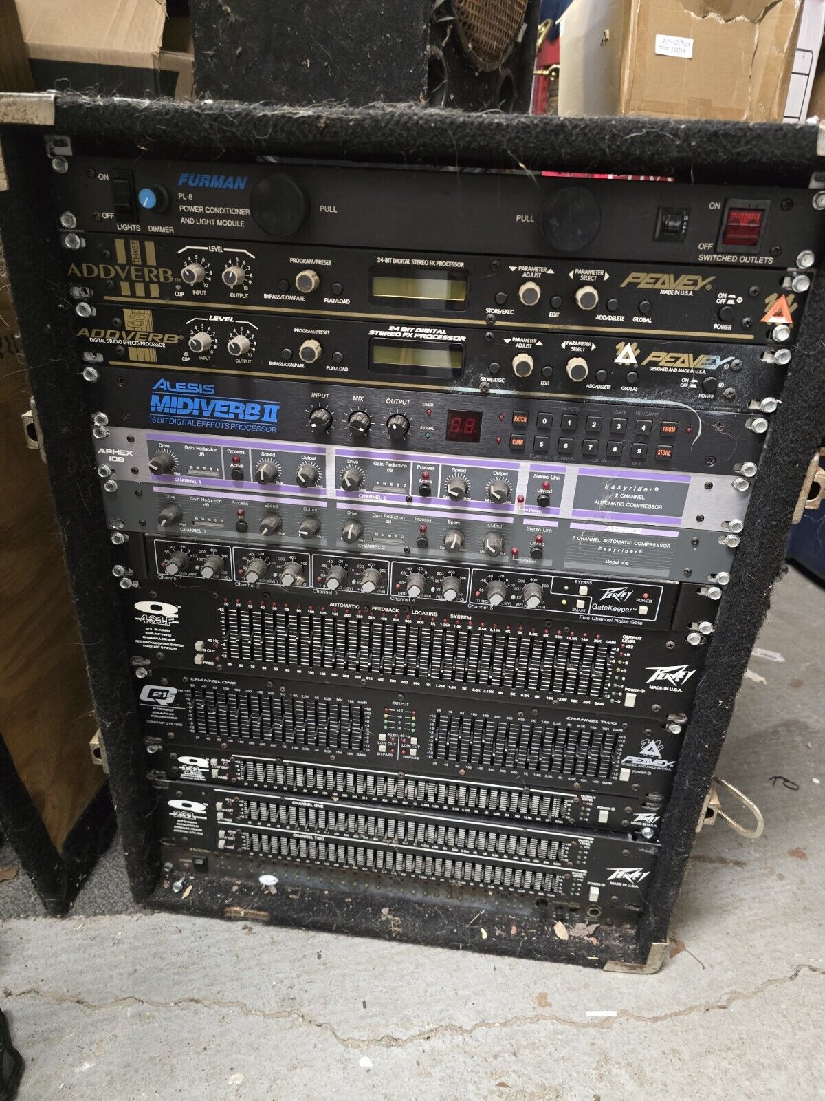 Full Audio Studio Sound Equipment Rack Cabinet - Furman, Addverdb, Aphex + More