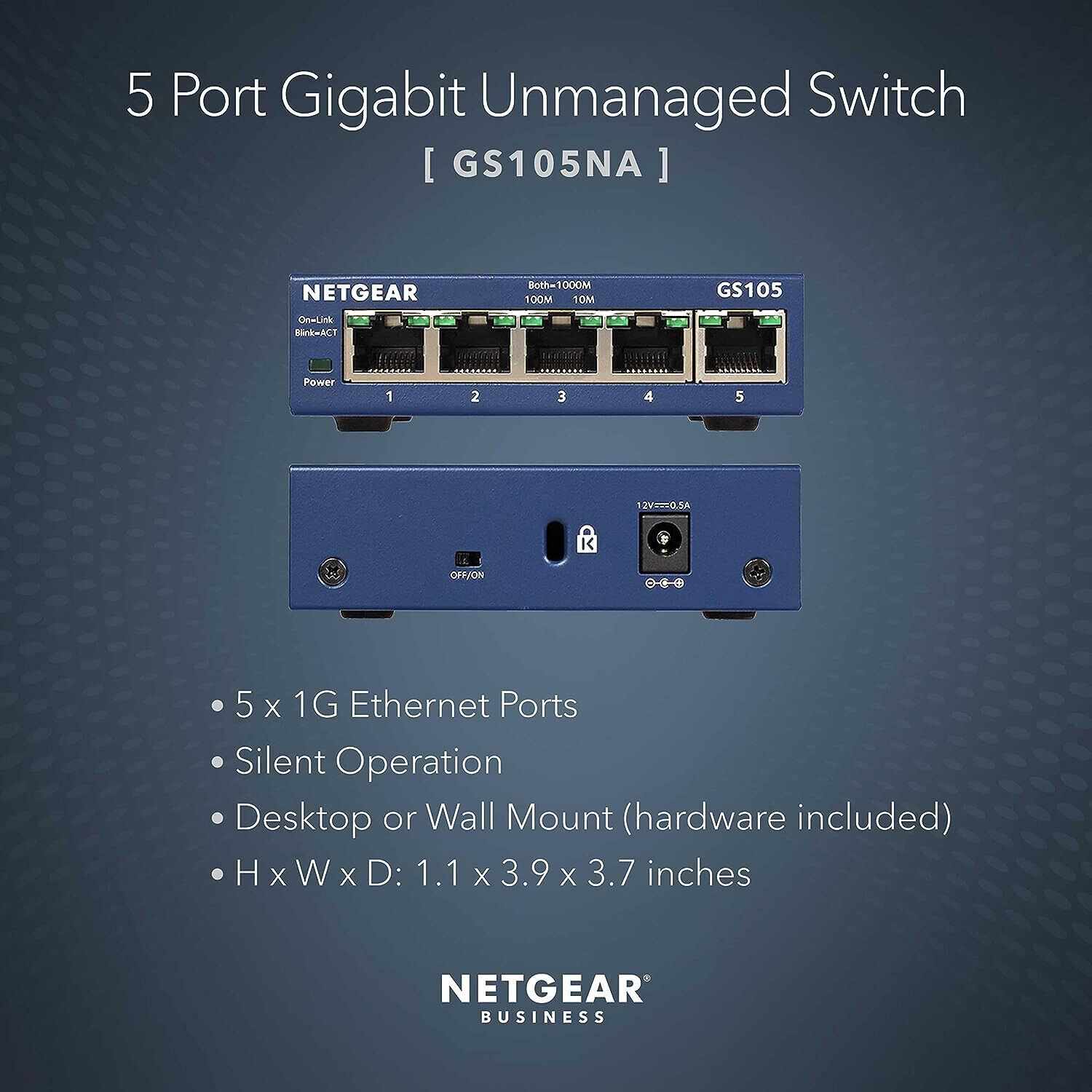NETGEAR 5-Port Gigabit Ethernet Unmanaged Switch GS105NA
