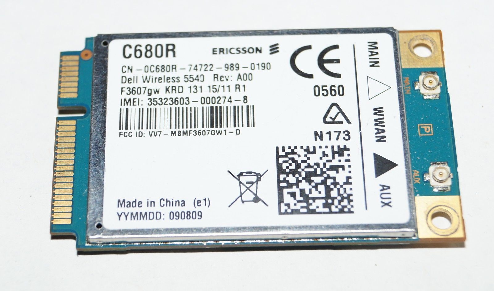 Dell C680R WWAN UMTS Wireless 5540 Ericsson F3607GW 3G HSPA GPS Mobile Broadband