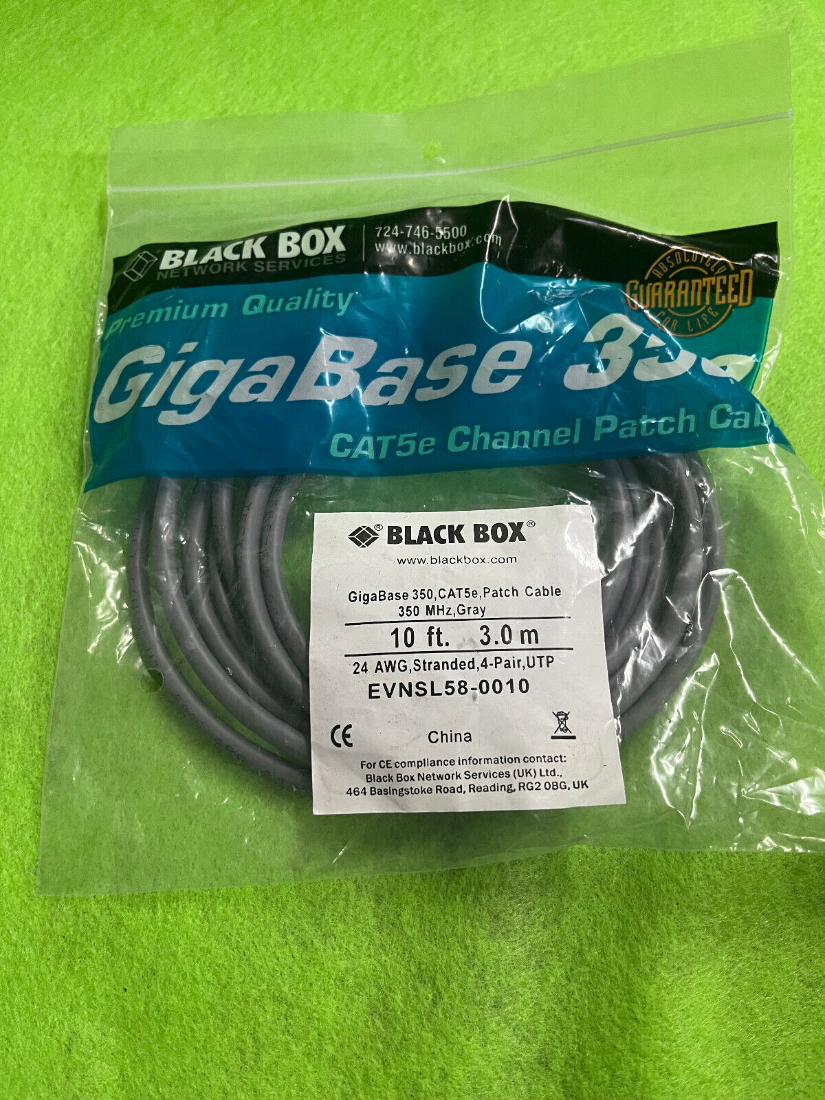 Black Box GigaBase 350 CAT5e channel patch cable  10 ft Grey