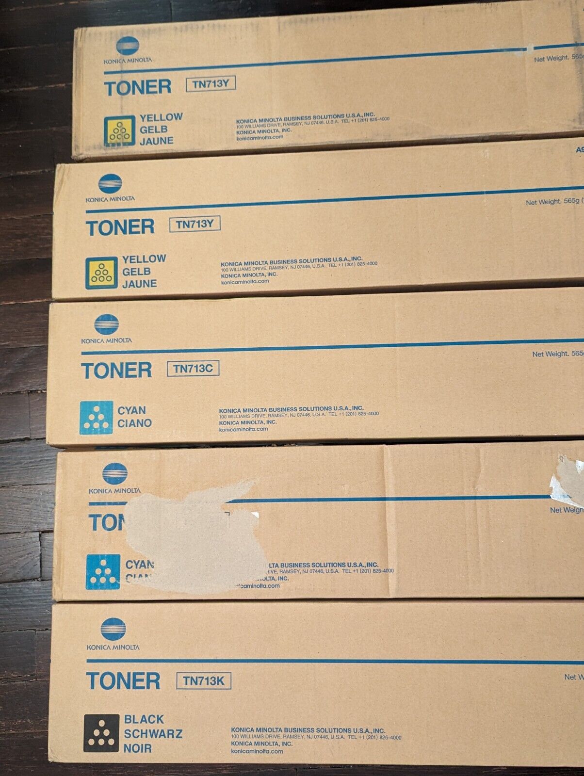 Genuine Konica Minolta OEM TN713 C²/Y²/K Toner Cartridge Set Of 5