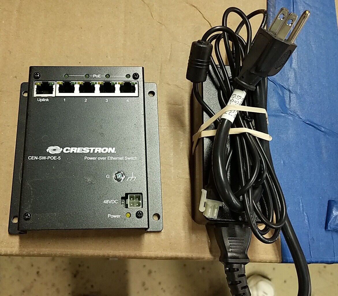 CRESTRON CEN-SW-POE-5 5 Ports Gigabit Network Switch & 48V POWER SUPPLY