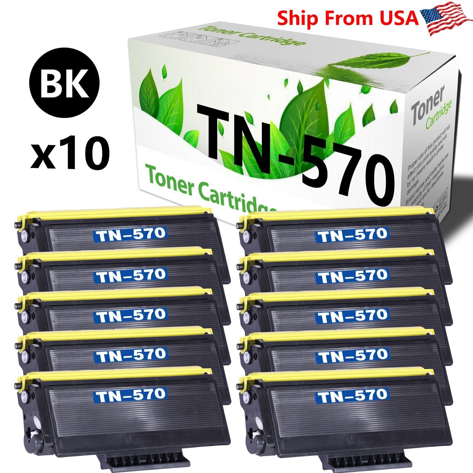 10Pack TN570 Black TN 570 Toner Cartridges used for DCP-8040D HL-5170N Printer
