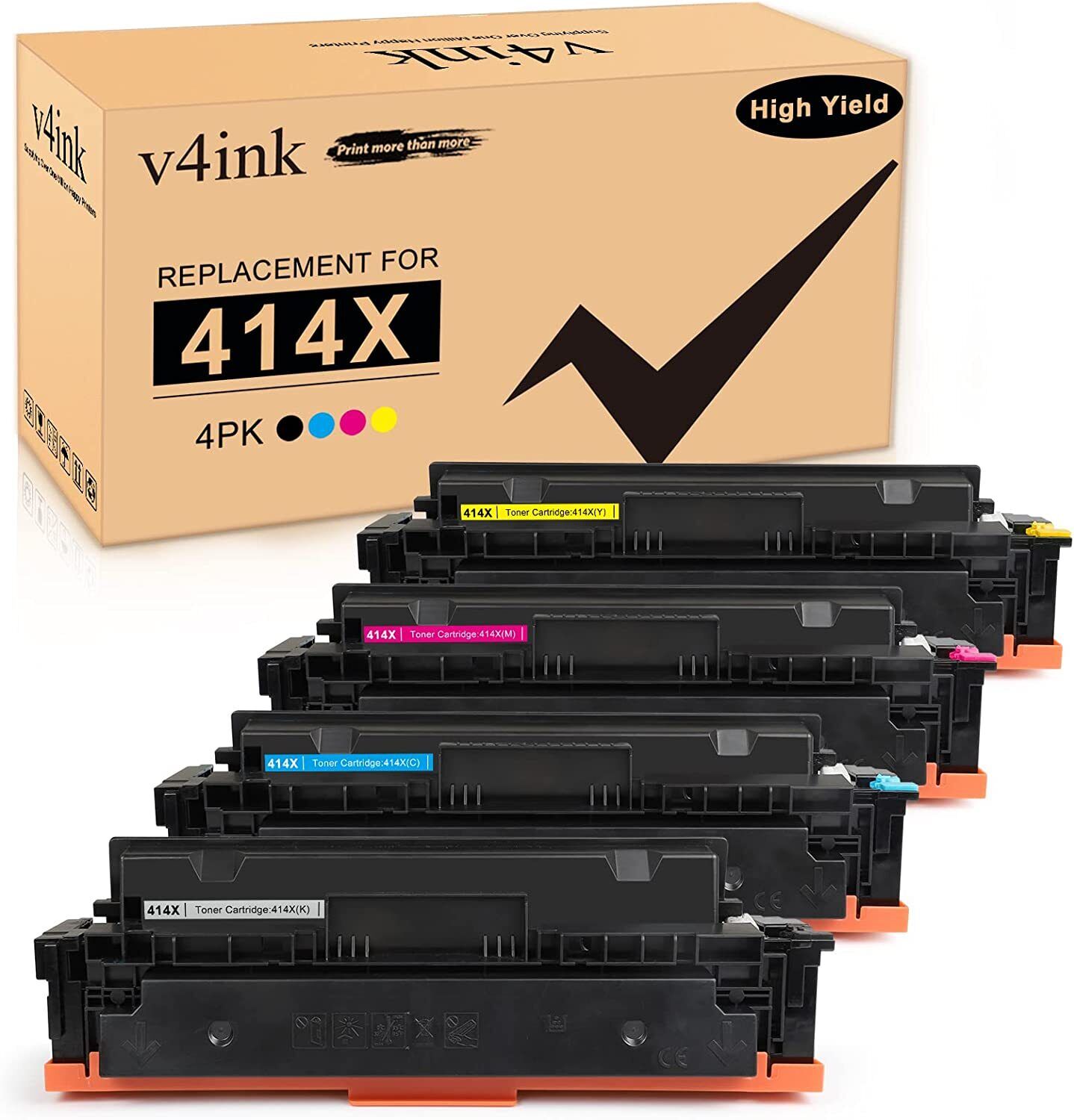 V4ink 4x 414X Toner (With Chip) for HP Color Laserjet Pro M454 M454dw M479fdw