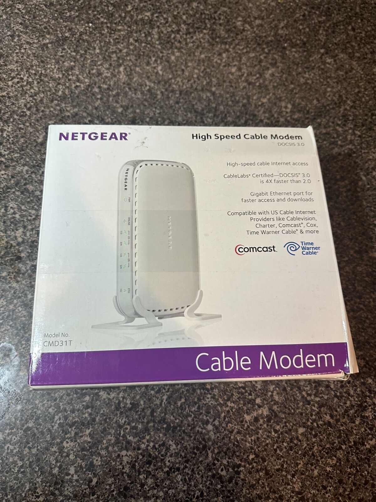 NETGEAR CMD31T White DOCSIS 3.0 High Speed Cable Modem with box