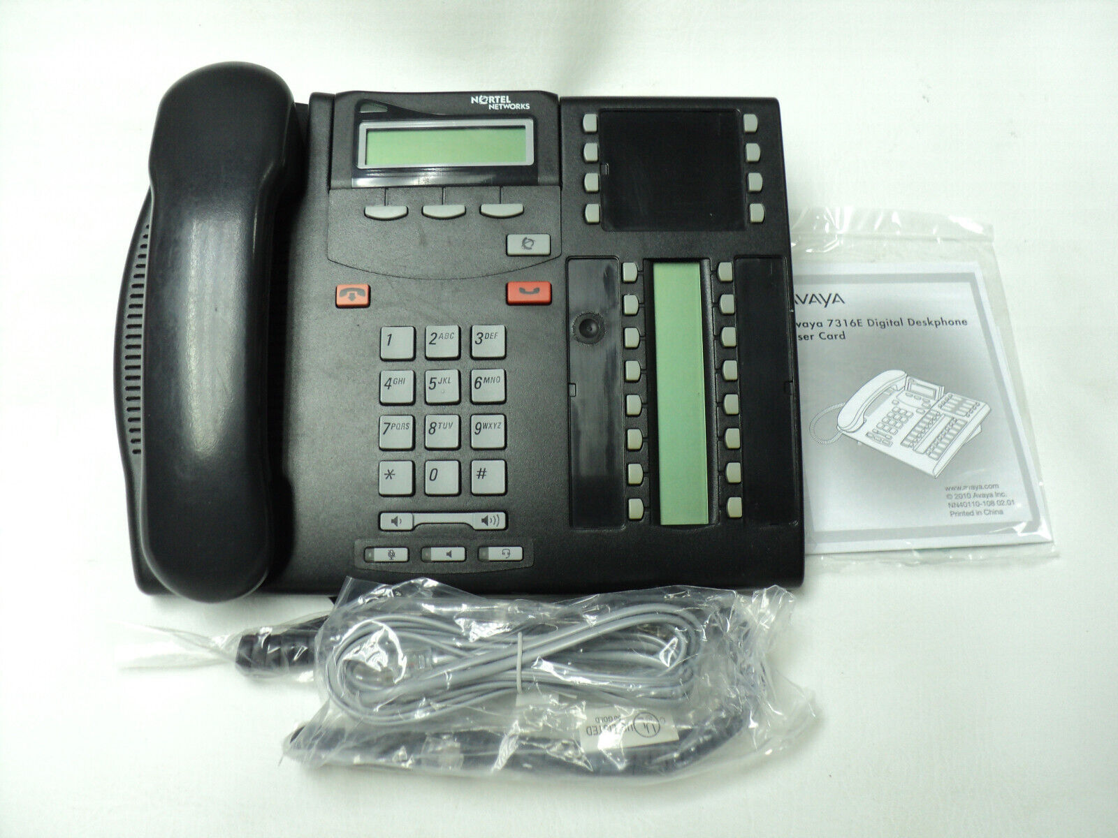 Nortel Norstar T7316e Phone & Lit Pack NT8B27 Warranty Charcoal Black Tested
