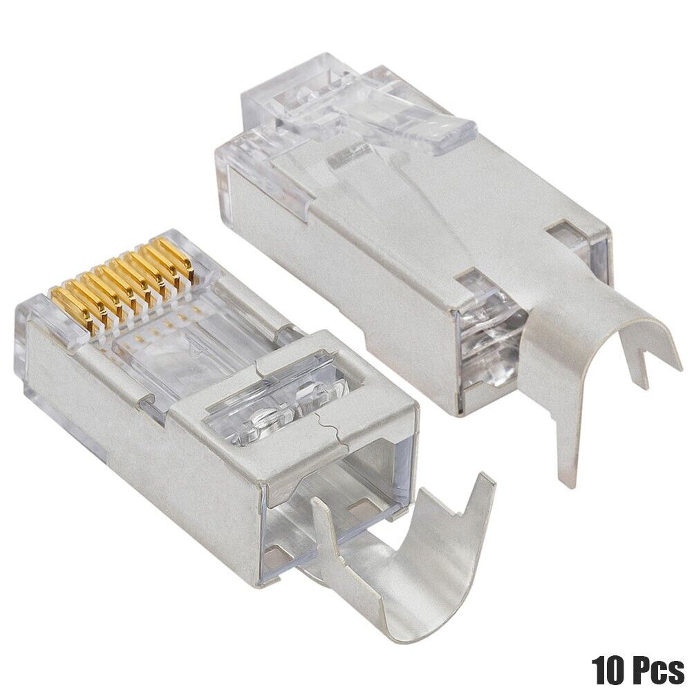10x Platinum Tools E Z RJ45 Cat6 Cat5e Shield Plug Connector Solid Stranded Wire