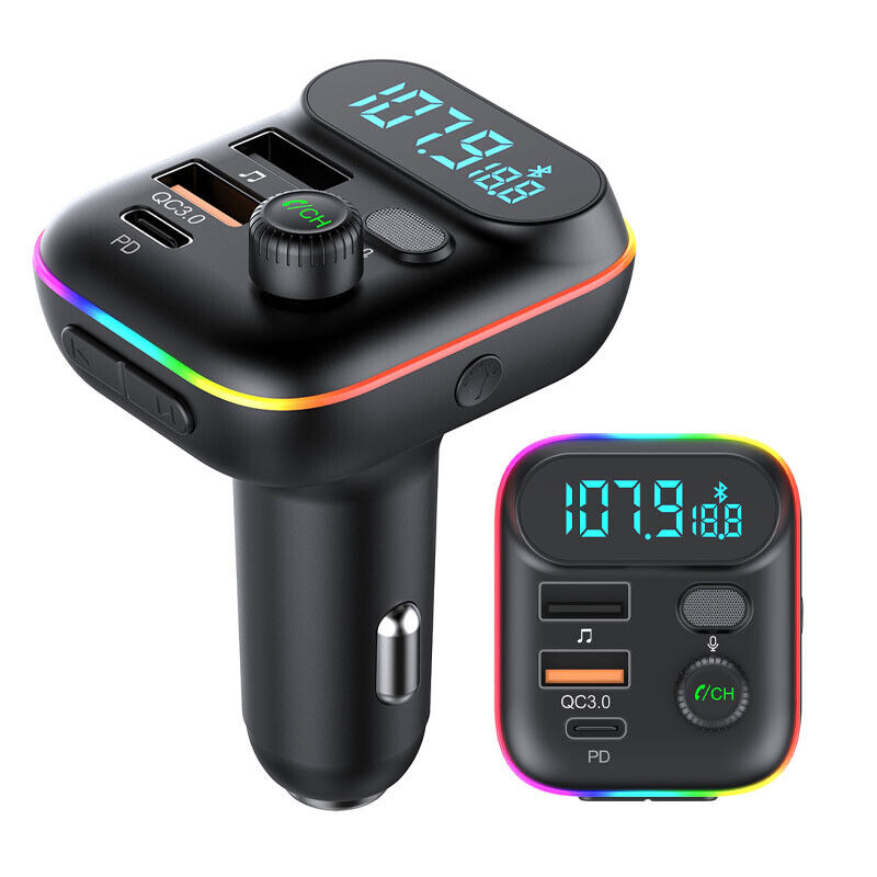 Bluetooth 5.0 QC3.0 Wireless FM Transmitter USB Adapter Car Radio AUX PD Charger