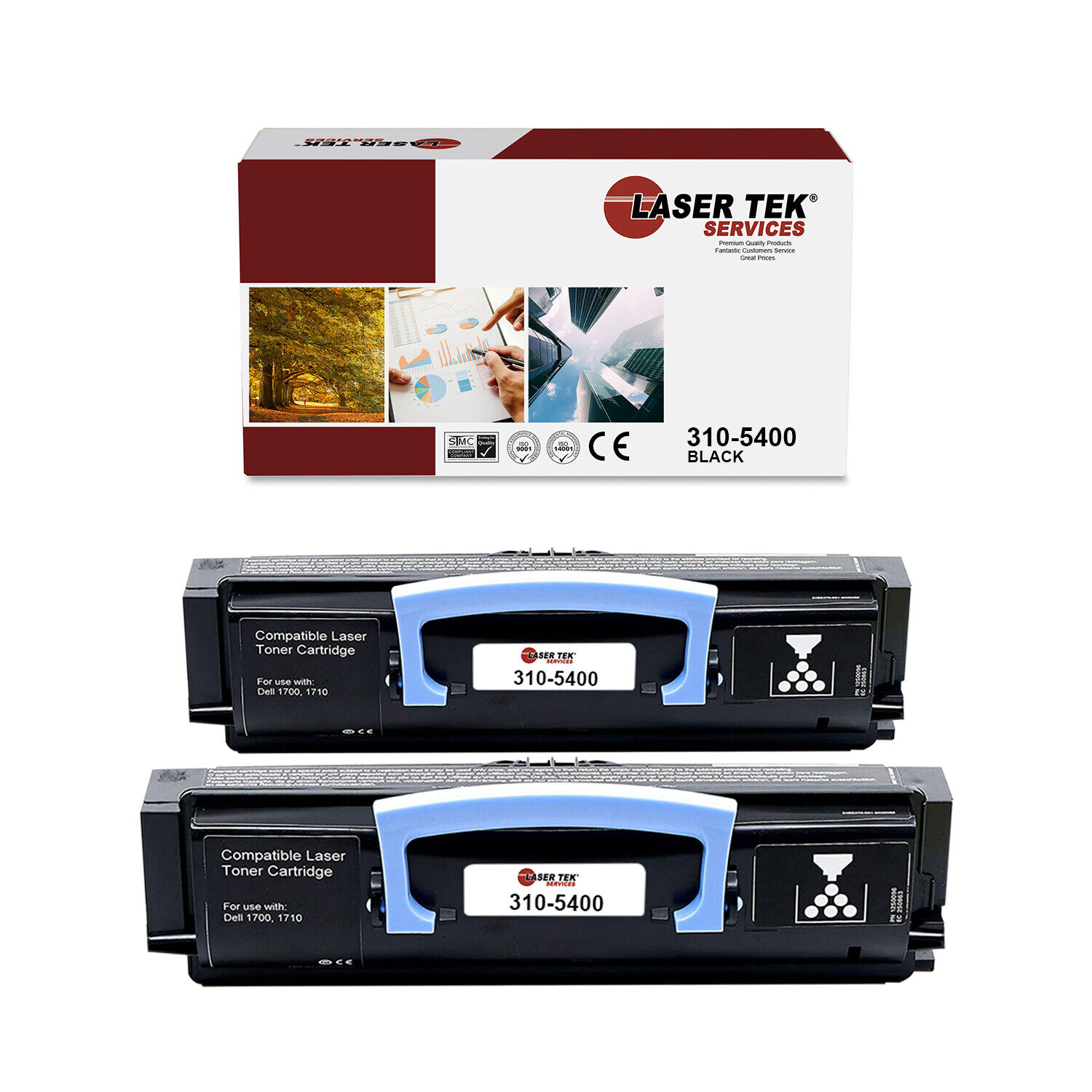 2Pk LTS 310-5400 Black Compatible for Dell 1700 1700n 1710 Toner Cartridge