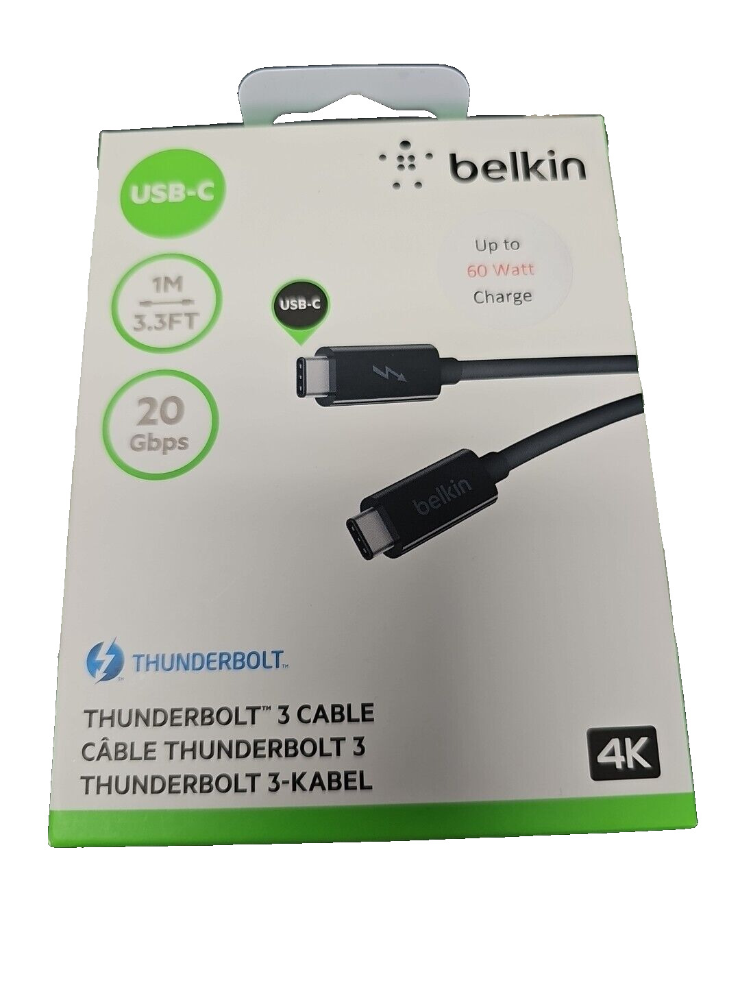 Belkin Thunderbolt 3 Cable 3.3ft 1M 20Gbps - New In Box