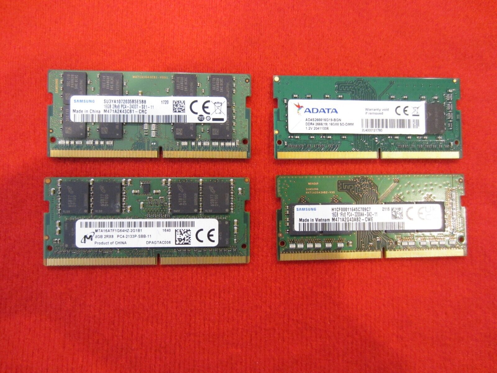 Lot of 14pcs Samsung,Micron,ADATA 8GB/16GB DDR4-2400/2666Mhz Sodimm Memory