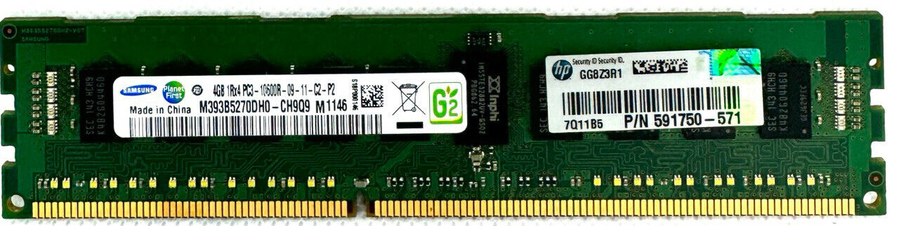 Samsung 4GB 1Rx4 PC3-10600R M393B5270DH0-CH9 DDR3 RDIMM - SERVER RAM