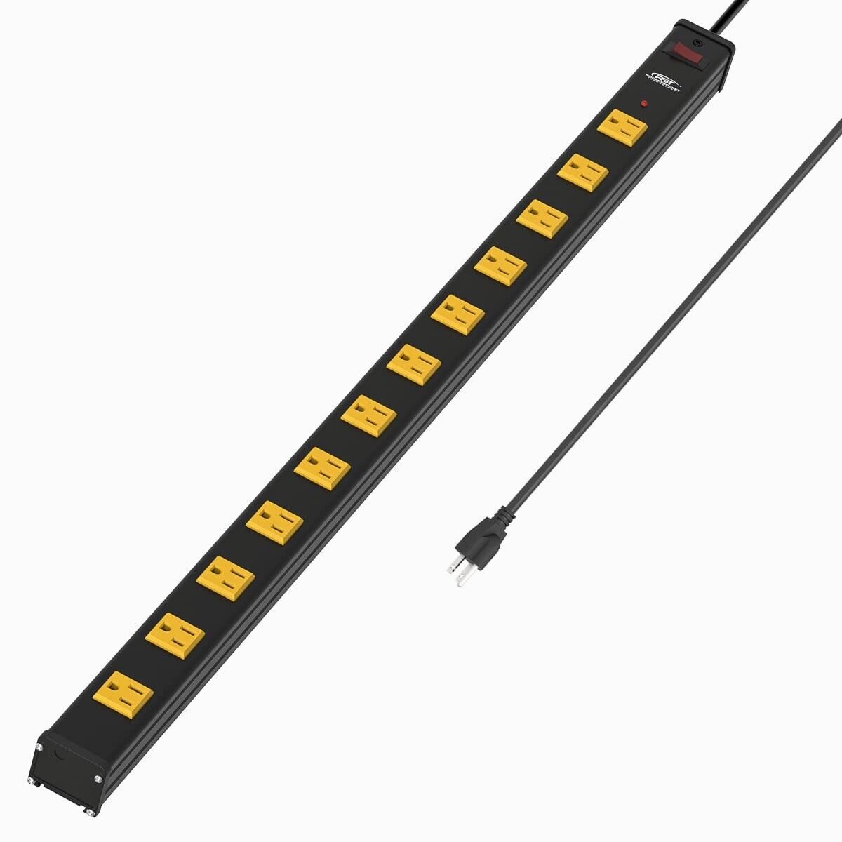 12-Outlet Heavy Duty Surge Protector Power Strip Bar 1800 Joules 15A Circuit 6FT