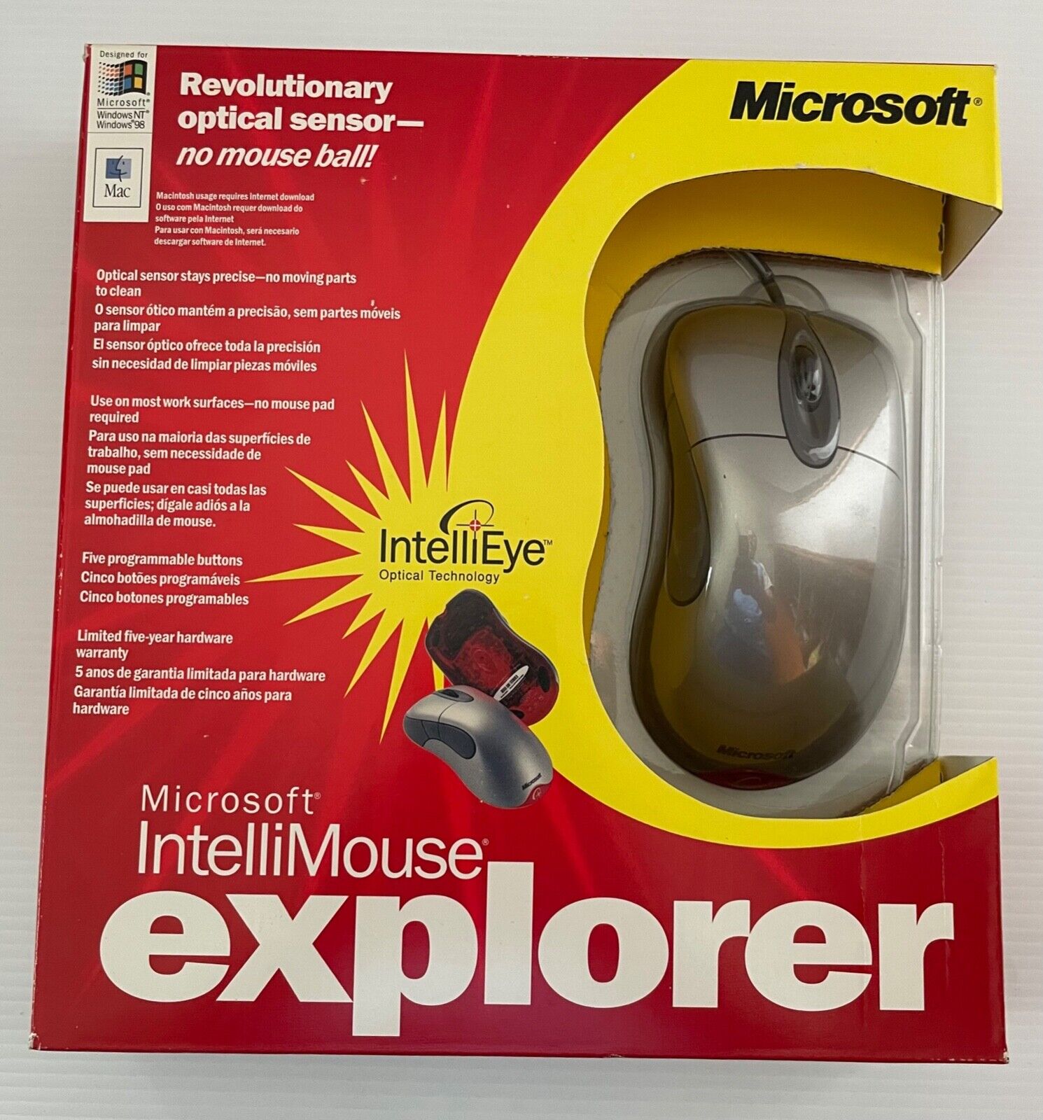 VINTAGE 1999 MICROSOFT INTELLIMOUSE EXPLORER 3.0 OPTICAL TECHNOLOGY NEW IN BOX