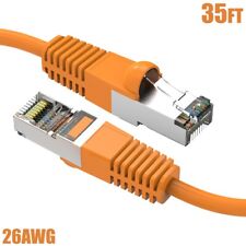 35FT Cat5E RJ45 Ethernet LAN Network FTP Shielded Cable Copper Gold 26AWG Orange picture