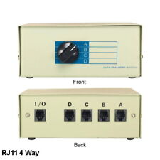 Kentek RJ11 Manual Data Switch 4 Way Rotary Dail Type 11 Pin Telephone Modem Fax picture