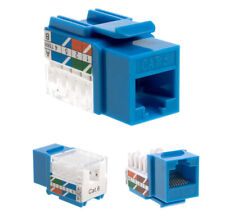 Cat6 Blue Keystone Jack 45° Angled Punchdown Network Connector Multipack LOT picture