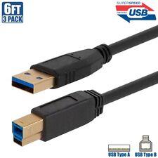 3x 6FT USB-A 3.0 Male to Type B Male SuperSpeed Data Cable For Printer Scanner picture