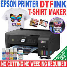 EPSON PRINTER WITH DTF DIRECT INK HEAT TRANSFER T-SHIRT PRINT NO CUT START KIT. picture