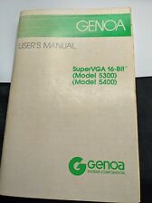 GENOA USER'S MANUAL SUPERVGA 5300 5400 COMPUTER 1988 VTG BOOK 16 BIT picture