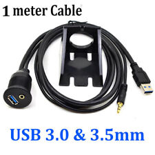 1M USB 3.0 & 3.5mm Mount Flush Mount Cable AUX Extension Dash Panel for Car Boat picture