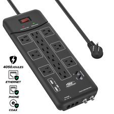 CRST Surge Protector Power Strip 4050J, with USB, Ethernet, Coaxial, Flat Plug picture
