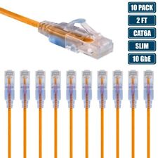 10x 2FT CAT6A RJ45 Ethernet LAN Network Patch Cable Slim Cord Router Yellow picture