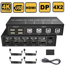 4 Port Dual Monitor HDMI+DisplayPort KVM Switch 4X2 4K@60Hz Mixed Display USB DP picture