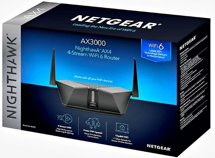 NETGEAR Nighthawk AX4 4-Stream AX3000 802.11ax WiFi 6 Router RAX35