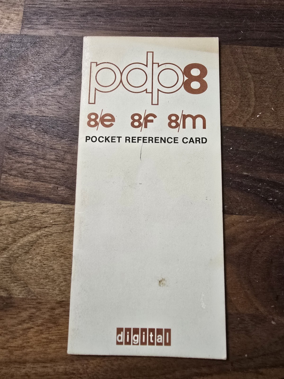 Vintage 1970s PDP 8 8e 8f 8m Pocket Reference Card