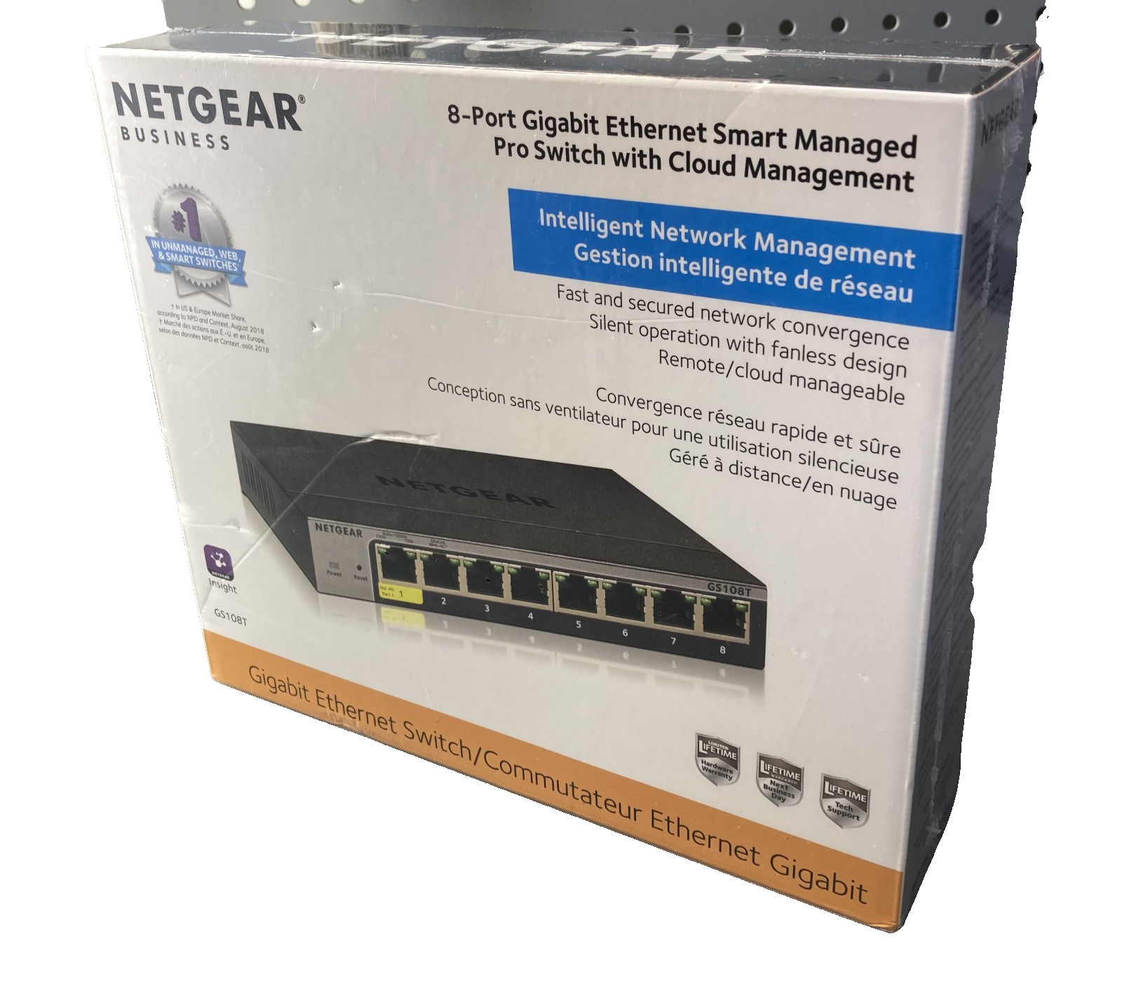 NETGEAR GS108Tv3 8-Port Gigabit Ethernet Smart Pro Switch with Cloud Management