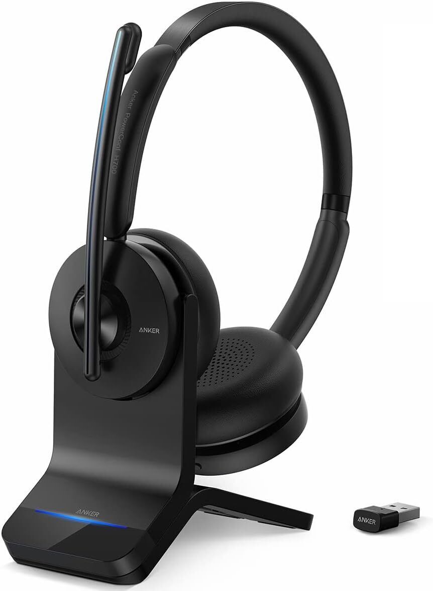 Anker PowerConf H700 Bluetooth Headset w/ Mic, Charging Stand, Noise Cancelling