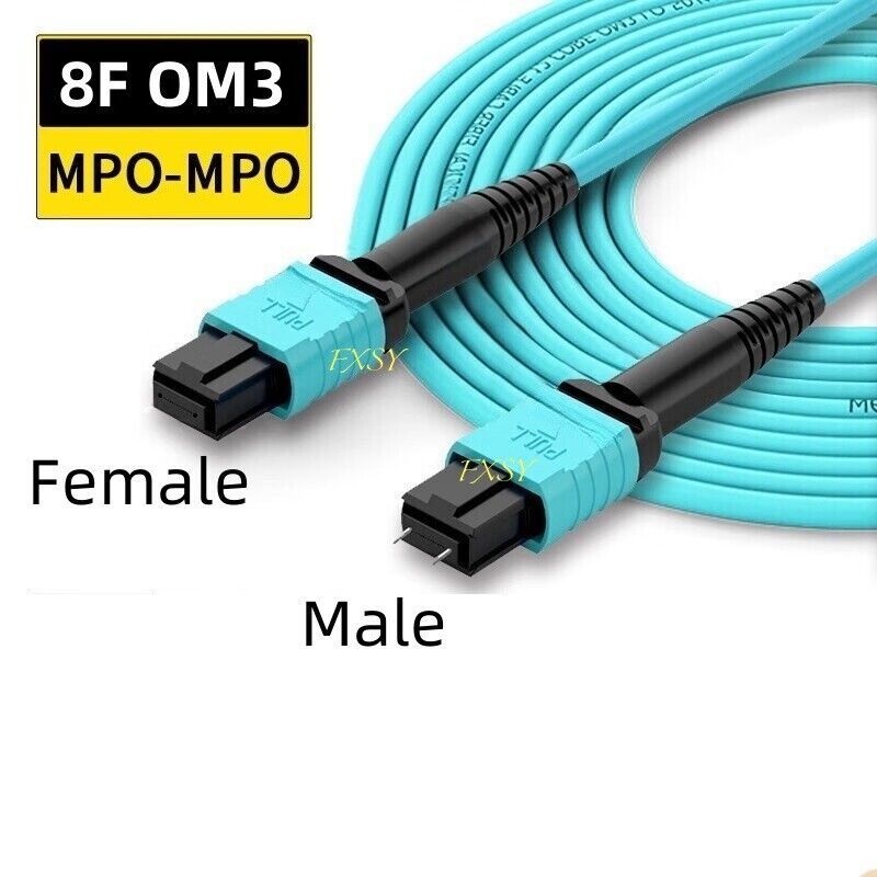 1-40M MPO/PC Male to MPO/PC Female OM3 8|12 Core Type B Fiber Optical Patch Cord