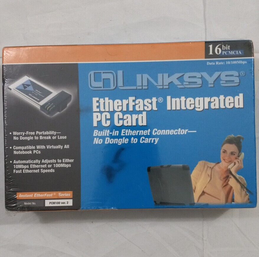 Linksys EtherFast 10/100 Integrated PC Network Card PCM100 Ver. 2 Factory Sealed