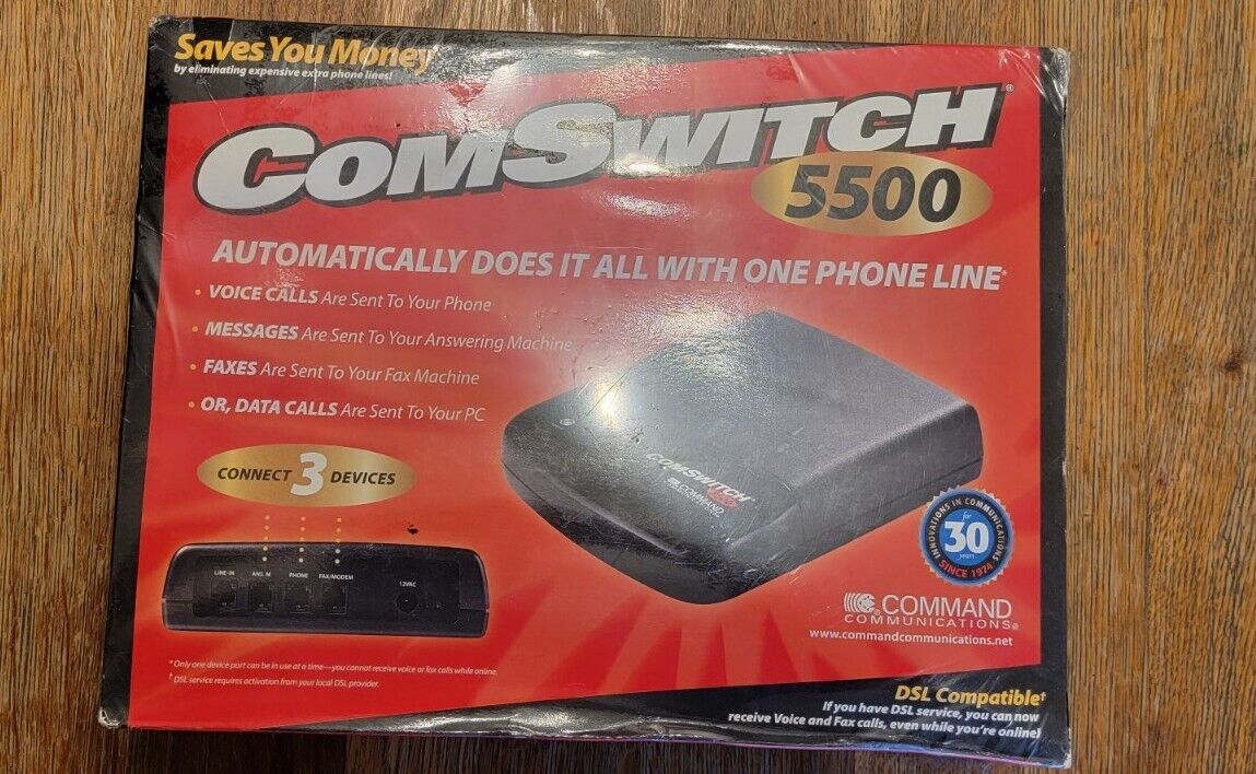 Command Communications Com Switch 5500 Phone Fax Modem 3-Port Call Switch NEW