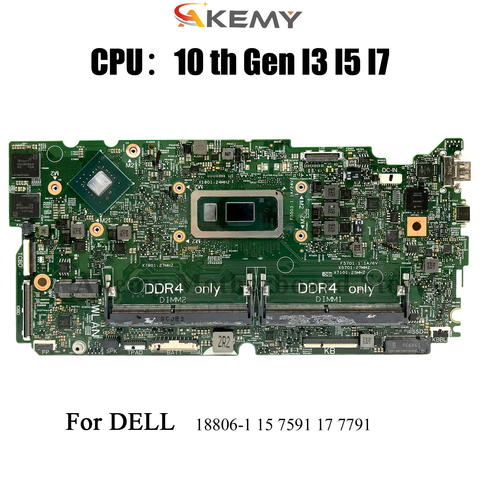 For Dell Inspiron 15 7591 17 7791 Laptop Motherboard 18806-1 i5 i7 0850TM 0D0JY6