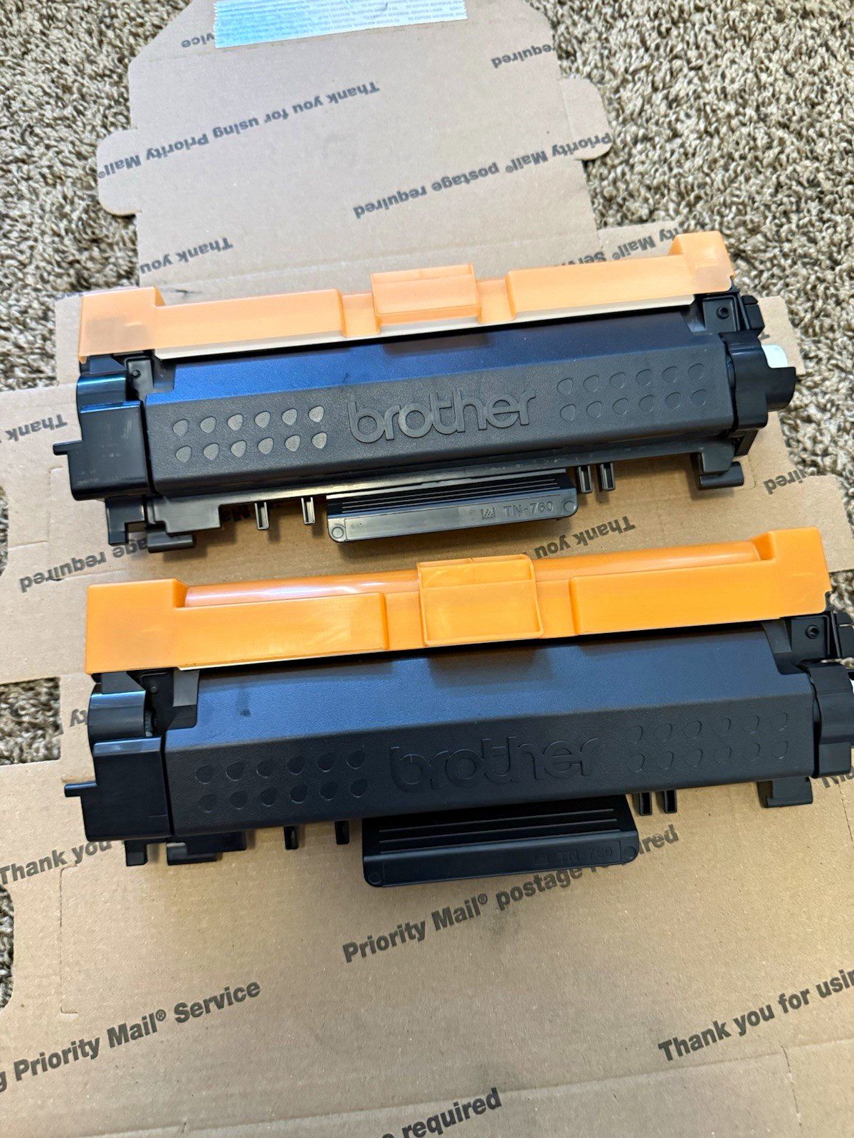 Brother TN-760 (TN760) Genuine Original Black Laser Toner Cartridge Lot of 2