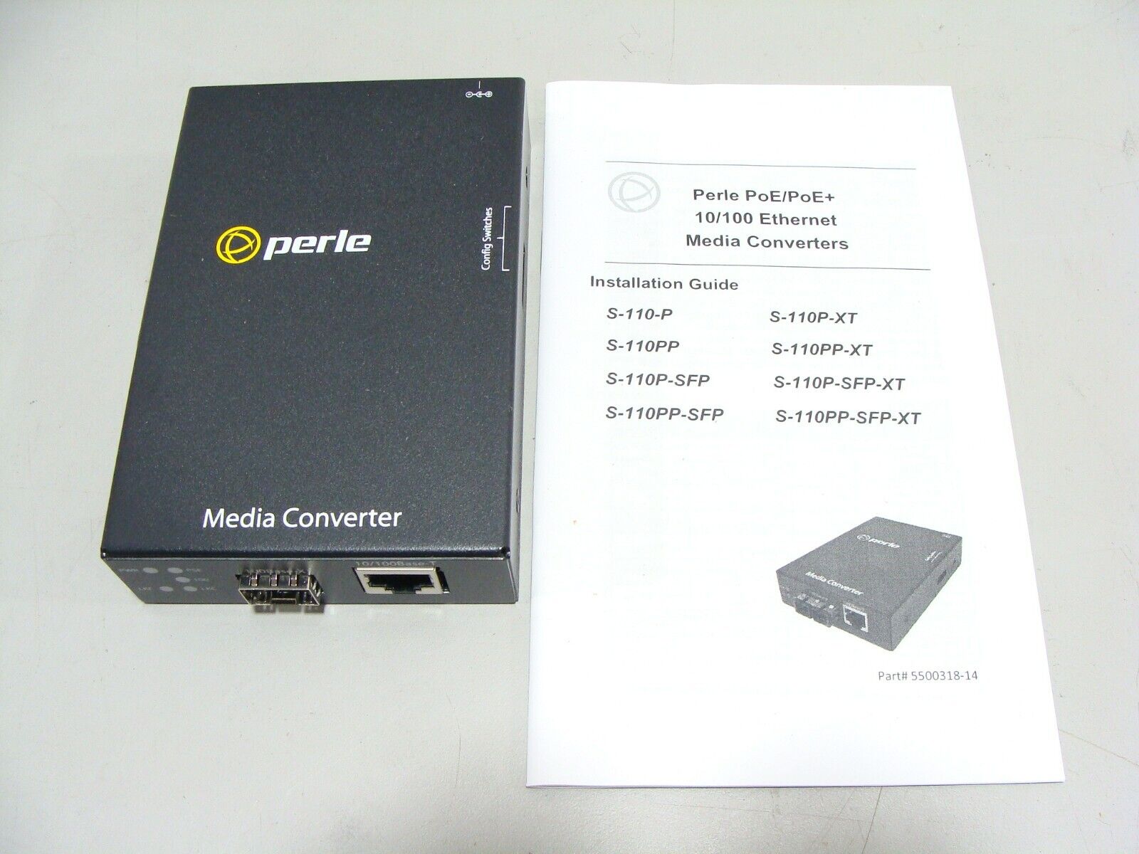 New Perle S-110P-SFP-XT 10/100 Fast Ethernet Fiber Media Rate Converter W/ PoE