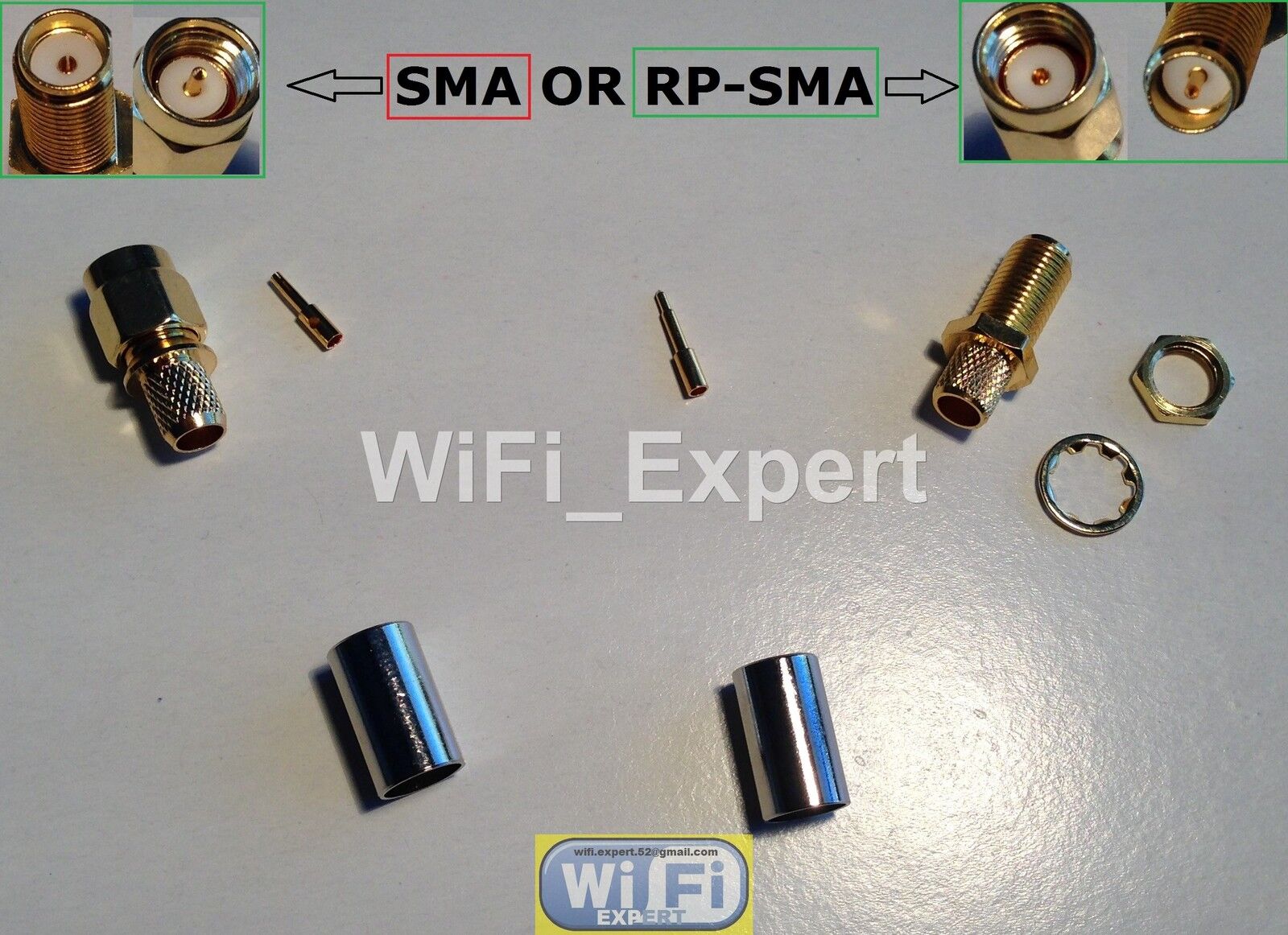 200 RP-SMA or SMA male female crimp for RG-8X LMR240 RG8X cable RF Connector USA