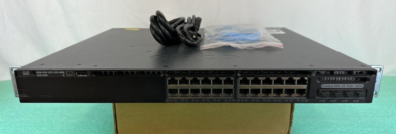 Cisco WS-C3650-24PS-E 24-Port PoE+ Gigabit IP Services Switch Dual Power Supply