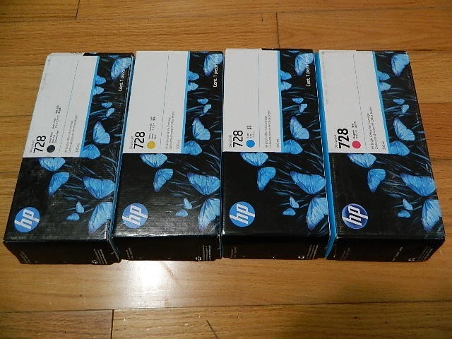 2026 GENUINE SET 4 HP 728 300ml CARTRIDGE F9J68A/F9K15A/F9K16A/F9K17A T730 SEALE