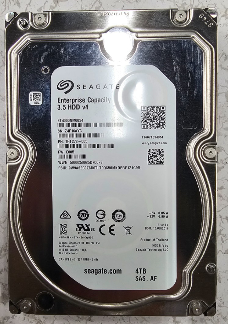 Seagate 4TB 3.5in SAS 12Gb/s 7200RPM ST4000NM0034 V4 AF Enterprise Drive