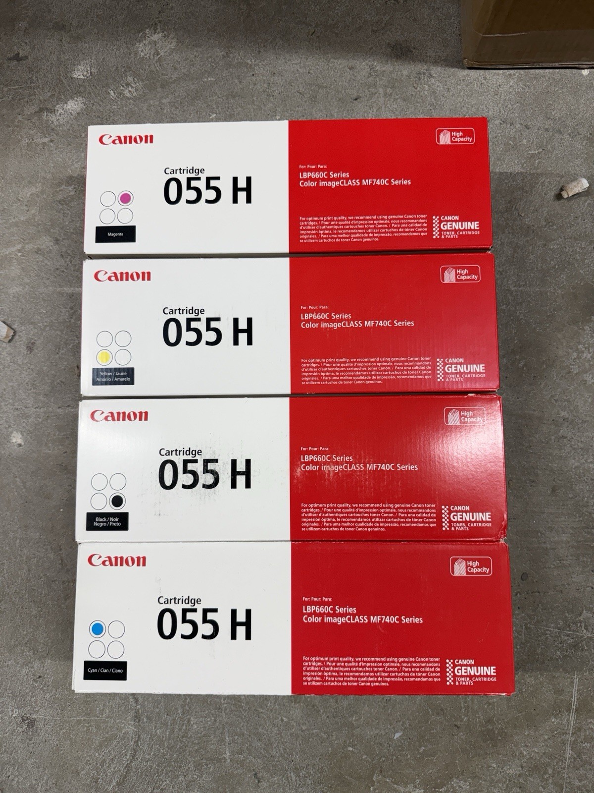 Canon 055H 4-Color Set Toner Cartridges Black,Cyan,Magenta,Yellow New-Sealed Box